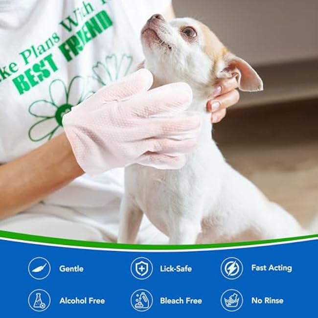 VOISEN Pet Glove Wipes for Dogs,24 Pcs Pet Cleaning Gloves,Dog Wipes Cleaning Deodorizing,Unscented Thick Pet Wipes for Nourish Fur Daily Care and Travel-HB1blBYT