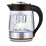 Chef's Star Borosilicate Glass Electric Kettle with Infuser, 1.8-Liter Electric Tea Kettle