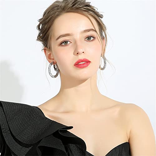 Shiny Big Hoop Earrings for Women Girls Boho Rhinestone Wrapped Hoops Dangle Huggie Earring Lightweight Comfortable Sparkle Wedding Christmas Birthday Jewelry Gifts 50mm4