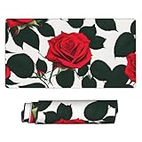 yyunbmr Großes erweitertes Gaming-Mauspad, 75 x 40 cm, Tastaturmatte, rutschfeste Gummiunterseite, waschbar, rustikaler roter Rosen-Druck