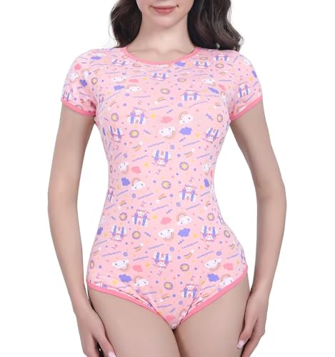 Enterizo de fresa Landofgenie con estampado divertido de mujer manga corta
