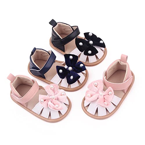 Hsdsbebe Baby Girls Boys Summer Sandals Infant Princess Dress Flats With Fruit Shell Bowknot Anti Slip Rubber Sole Newborn Toddler First Walking Outdoor Casual Beach Shoes(Zzy3015 Pink,1) #TOP5
