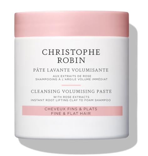 Christophe Robin Cleansing Volumising Paste with Pure Rassoul Clay & Rose 250ml – Detoxifying Scalp Treatment, Adds Volume & Texture, Removes Impurities, Nourishes Hair