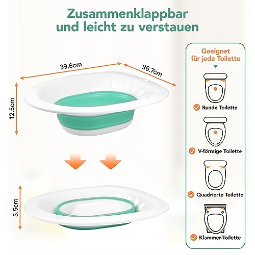 Faltbares Sitzbad für die Toilette, Bidet Einsatz für Toilette, Tragbares Sitzbadewanne für Hämorrhoidenbehandlung, Wochenbettpflege, Schwangere und ältere Menschen (ca. 2,5 Liter)