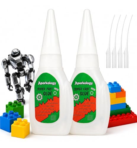 Super Glue for Plastic Toys, Models, Miniatures & Legos, Heavy Duty Quick Dry Strong Bond Adhesive...