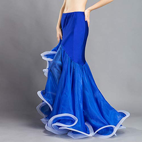Royal Smeela Belly Dance Skirts For Women Professional Chiffon Belly Dancing Skirts Dark Blue Fishtail Ruffle Mermaid Hip Skirt, One Size, 3 Colors #TOP1