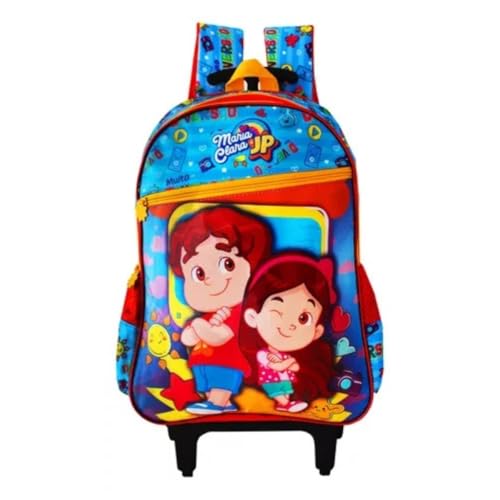 Mochila Escolar Infantil Com Rodinhas Maria Clara & Jp Youtubers Azul Meninos