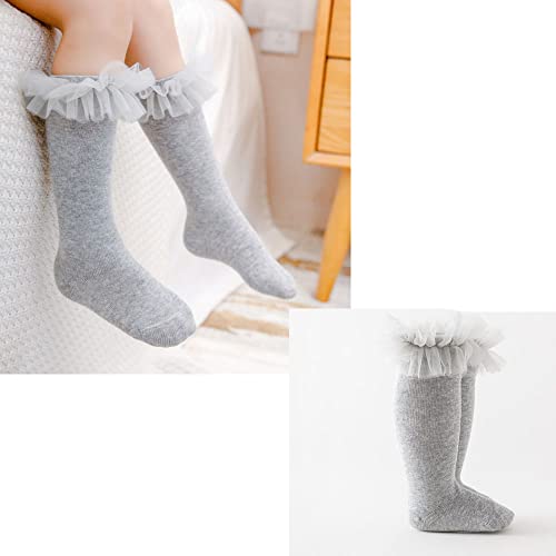Baby Princess Girls Ruffles Lace Knee High Socks Toddler Cotton Tube Long Stockings Frilly Dress Socks4