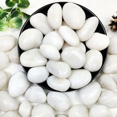 YISZM 20lbs White River Rocks, 1-2 Inch Natural Pebbles for Indoor Plants, High Polished Decorative Stones Vase Filler Fish Tank Aquariums Landscaping Garden Outdoor and Indoor DIY Cover