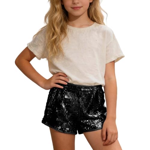 Short haute à paillettes filles avec taille élastique confortable