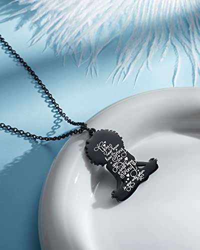 Omodofo Yoga Girl Necklace Inspirational Gift For Gilrs Positive Quotes Motivational Necklace For Women Yoga Girl Sihouette Pendant Blm Jewelry For Girls Women (Black - Girls Silhouette Yoga Necklace - 2) #TOP2