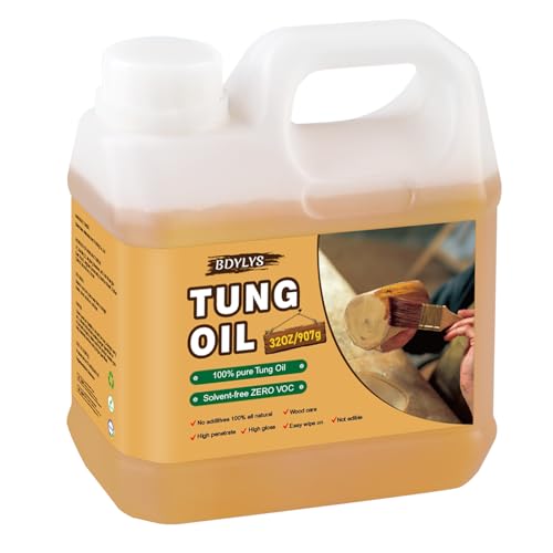 32 OZ Pure Tung Oil for Durable Wood Protection and Finishing, Waterproof Sealant, Natural Tung Oil for Furniture and Floors