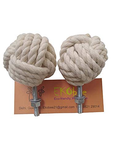 EKObee Cotton Rope Nautical Hardware Decor Drawer Pulls Handle Knobs for Cabinets, Wardrobes & Cupboards 35 mm Pack of 2, Off-White (B098NSJ9NG) Amazon Price History, Amazon Price Tracker
