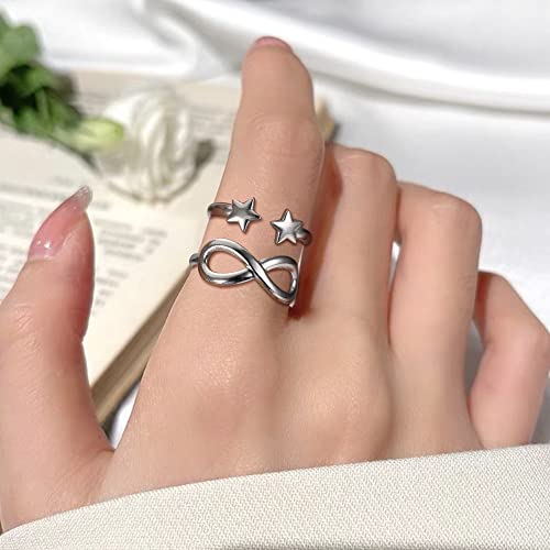 LOLIAS 16 Stück Ringe Silber Damen Edelstahl Ring Verstellbar Offene Daumen Knöchel Ringe Silber 925 für Frauen Minimalistischer Rings Set Silberringe Fingerringe Damenring Ring Schmuck Damen