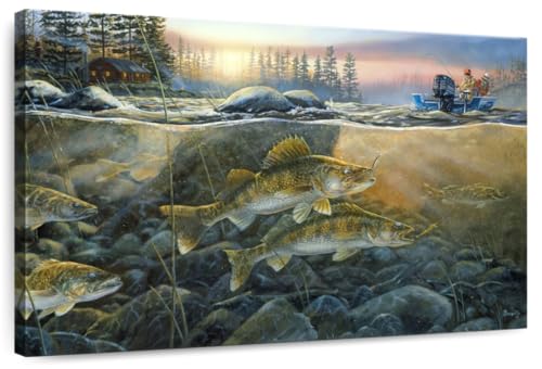 ElephantStock - Walleyes On The Rocks Wall Art - Horizontal