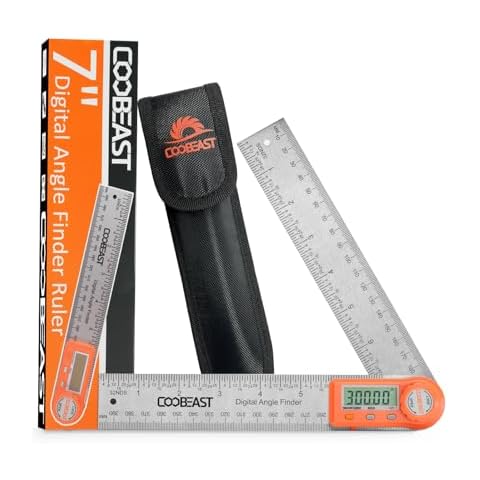 Digital Angle Finder Ruler, Angle Finder with 7 Inch/200 mm with Case Stainless Steel Digital Protractor Angle Finder for Woodworking, Construction Portable Angle Measuring Tool by Coobeast Cover