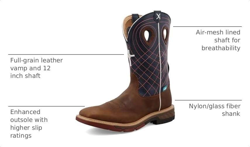 Image of Twisted X mens 12 inch Pull on Soft Toe Western Work Boot