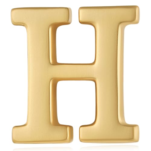 Image of HONEY BEAR Mens Womens Initial Alphabet Letter Lapel Pins Collar Badge Brooches for Business Wedding Graduation Gift Matte Gold 0.59 inches