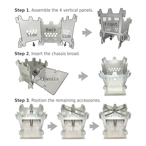 Wood Burning Camping Rocket Stove, Portable Backpacking Stainless Steel Wood Stove, with efficient-burning chimney, Camping Gear Accessory for Survival Outdoor Hiking Travel Picnic BBQ - Image 4
