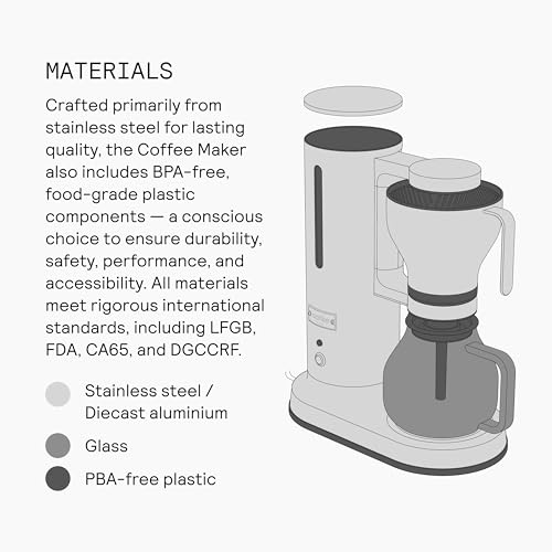 aarke Coffee Maker - Electric 10 Cup / 42 fl oz Drip Brewer with Automatic Drip-Stop, Glass Carafe, Brews Full Pot in Under 6 Minutes, SCA certified, Stainless Steel