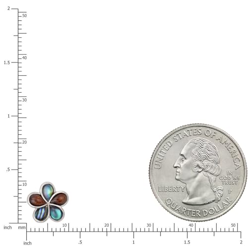 Aloha Jewelry Company 925 Sterling Silver Koa Wood and Abalone Shell Hawaiian Mauka to Makai Plumeria Flower Stud Post Earrings, Nickel Free Hypoallergenic for Sensitive Skin, Gift Box Included3