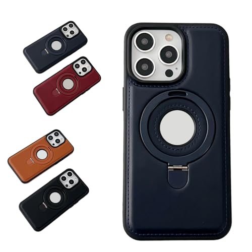 Étui pour iPhone 13 Pro cuir bleu marine protection béquille