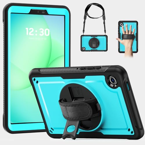Coque Samsung Tab A9 antichoc pour enfant bleu clair avec poignée rotative 2023