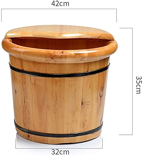 Barril de baño de pies de madera sólida con tapa y masaje miniatura 5
