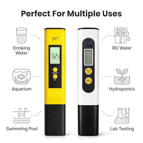 Image of Digital pH Meter & TDS Meter Combo for Water Testing | pH Meter Digital with ATC | Water Quality Tester for Drinking Water, RO, Aquarium, Laboratory, Hydroponics & Pool