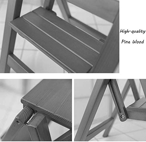 Taburete de madera de pino lacado en negro con diseño compacto 4