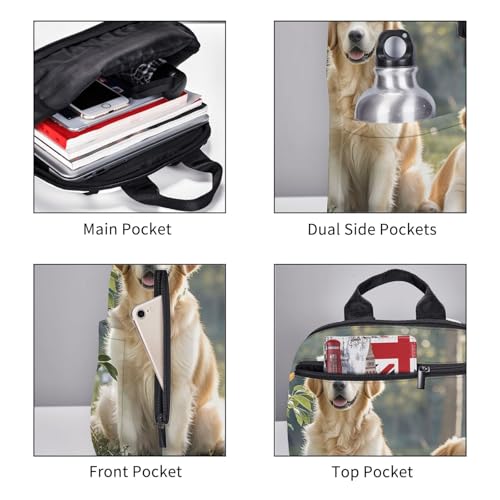 Backpack 14.7 inch Lightweight Large Bookbag Golden Retriever dogs puppies pets Daypack for Travel Office Work3