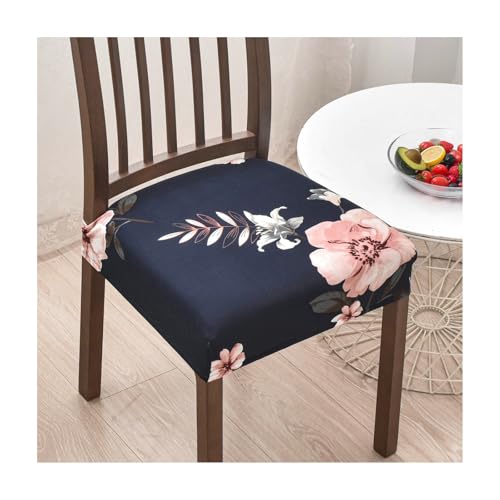 Fundas Estampadas para Sillas de Comedor con Banda Elástica 6/4/2 Piezas Fundas para Asientos de Sillas de Comedor Protector Antideslizante para Sillas de Cocina Y Hotel Lavable