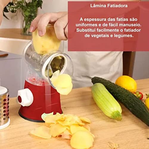 Ralador Fatiador de Verduras e Legumes Retrô 3 em 1 C/Manivela