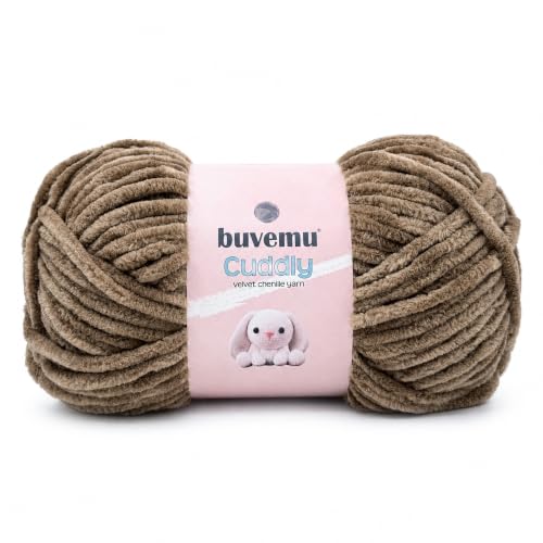 Image of Cuddly Velvet Chenille Yarn, Super Soft Bulky, Beige Taupe