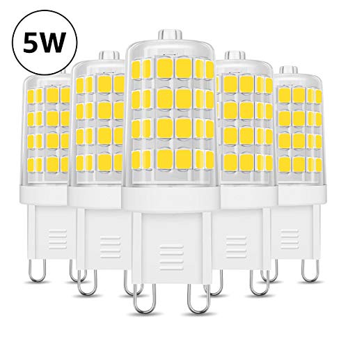 LE G9 LED Light Bulbs Cool White, 5W, Equivalent To 33W Halogen Bulbs, 340lm, Daylight 6000K Capsule Bulbs, AC 220-240V, Energy Saving LED Bulbs, Pack of 5