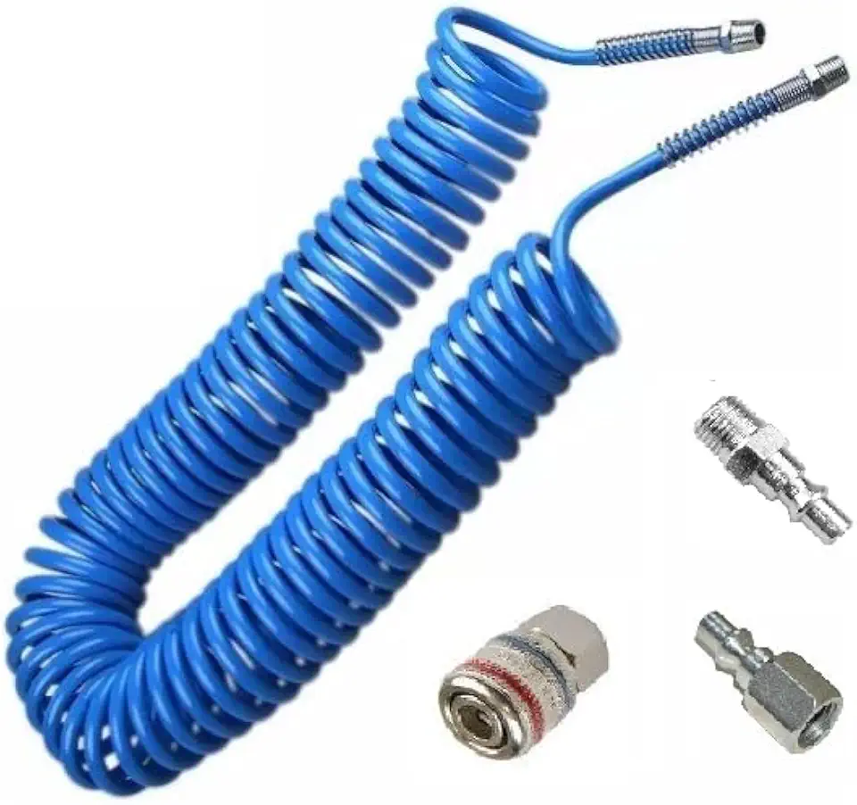 Schweers Mangueira de Ar Espiral 15 Metros Nylon Azul 1/4 C/Conexões