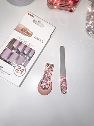 Tishaa Bling Dazzling Rhinestone Carbon Steel Stainless Steelmini Nail Clipper Fingernail Clipper And File Set, Travel Nail Set (Pink) #TOP1
