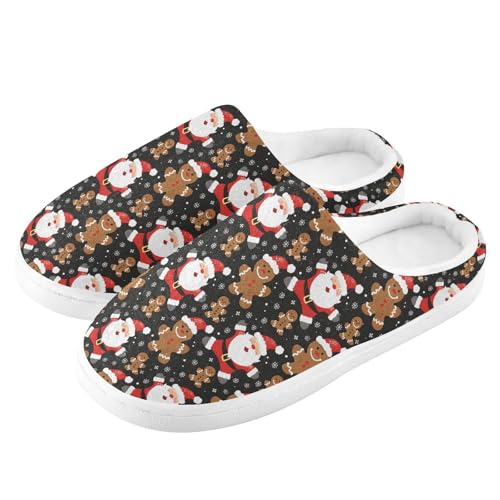 Fuzzy Memory Foam Slippers for Women/Men Cookie Man Santa Claus Pattern Fluffy Winter House Shoes Indoor and Outdoor4