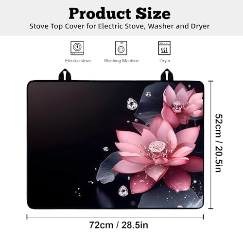 Image of Multi-Design Silicone Stove Cover for Glass /Electric Stoves - 3-in-1 Heat-Resistant Protector Mat, Non-Slip Drying Rack 28 inchx20 inch (Lotus)