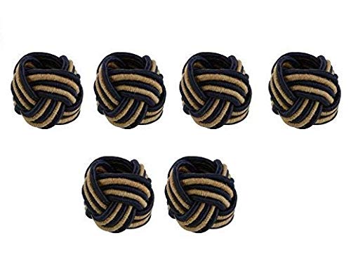 Image of Handmade Eco Friendly Napkin Ring Holder Set for Dining Table Decoration (Blue and Brown) - Pack of 6