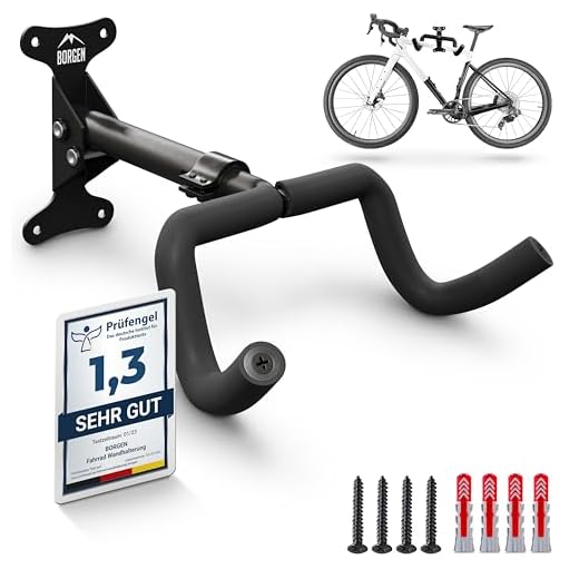 Borgen Fahrrad Wandhalterung I Fahrradhalter - Winkel und Wandabstand einstellbar, klappbar, MTB, Rennrad - extra softe Polsterung