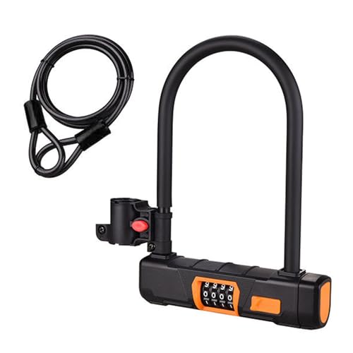 Candado de bicicleta U con cable, Candado en Forma de U para Bicicleta, con cable de 1,2 m para bicicleta, candado de bicicleta para scooter eléctrico, motocicleta, puerta