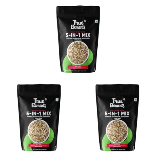 Image of True Elements Mixed Seeds for Eating 250g - 5 in 1 Seeds Mix | Edible Seed | Healthy Snack | Mix of Pumpkin, Watermelon, Sunflower, Chia & Flax Seed | High in Protein | 100% Natural and Roasted