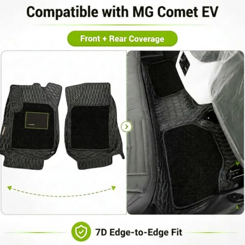 Image of EV MASTER 7D Car Floor Mats for MG Comet EV Hybrid (2026 Onwards) Complete Set | All Weather | Anti-Slip | Luxury Premium Car Mat | Full Coverage | Custom Fitted Car Foot Mats