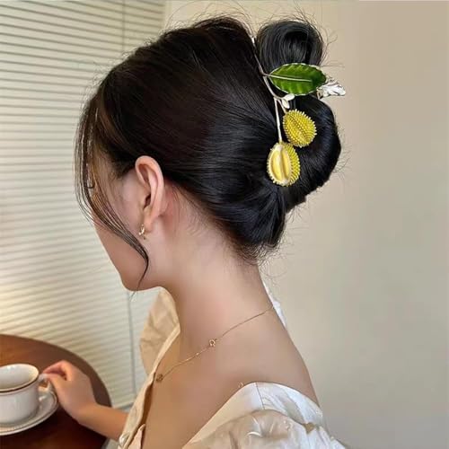 Image of Diversa Rhinestone Golden Claw Clip, Embellished Korean Clutcher, Non- Slip Metal Claw Clip for Girls, Fancy Clutcher for Women, Pack of 1 (Lemon)