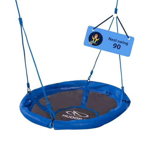 HUDORA Nest Swing 90 - Blue Plastic Nest Swing for up to 100kg - Suspended Swing with 90cm Diameter...