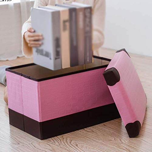 Pouf repose-pieds pliable avec rangement, tabouret de salon rectangulaire rose