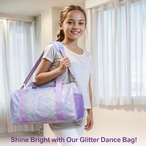 Image of Bagseri Duffel Bags for Kids - Girls Dance Travel Bag with Shoe Compartment