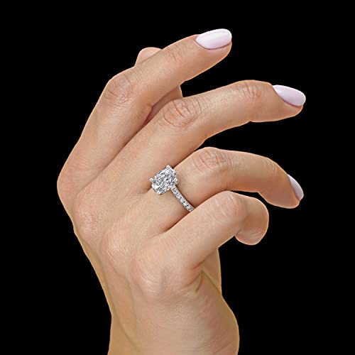 2 to 6 Carat Oval Moissanite Engagement Ring - 1/4 Carat Round Natural Diamond - 14K Gold (G-H/VS, G-H/SI, cttw, DEW) Wedding Promise Ring for Women Size 4 to 11 Made in USA4