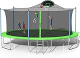 Evedy 1400LBS 16FT Trampoline for Kids and Adults, Large Outdoor Trampoline, Backyard Trampoline with Basketball Hoop,Net, Ladder, Capacity for 5-8 Kids and Adults,Heavy Duty Recreational Tranpolines